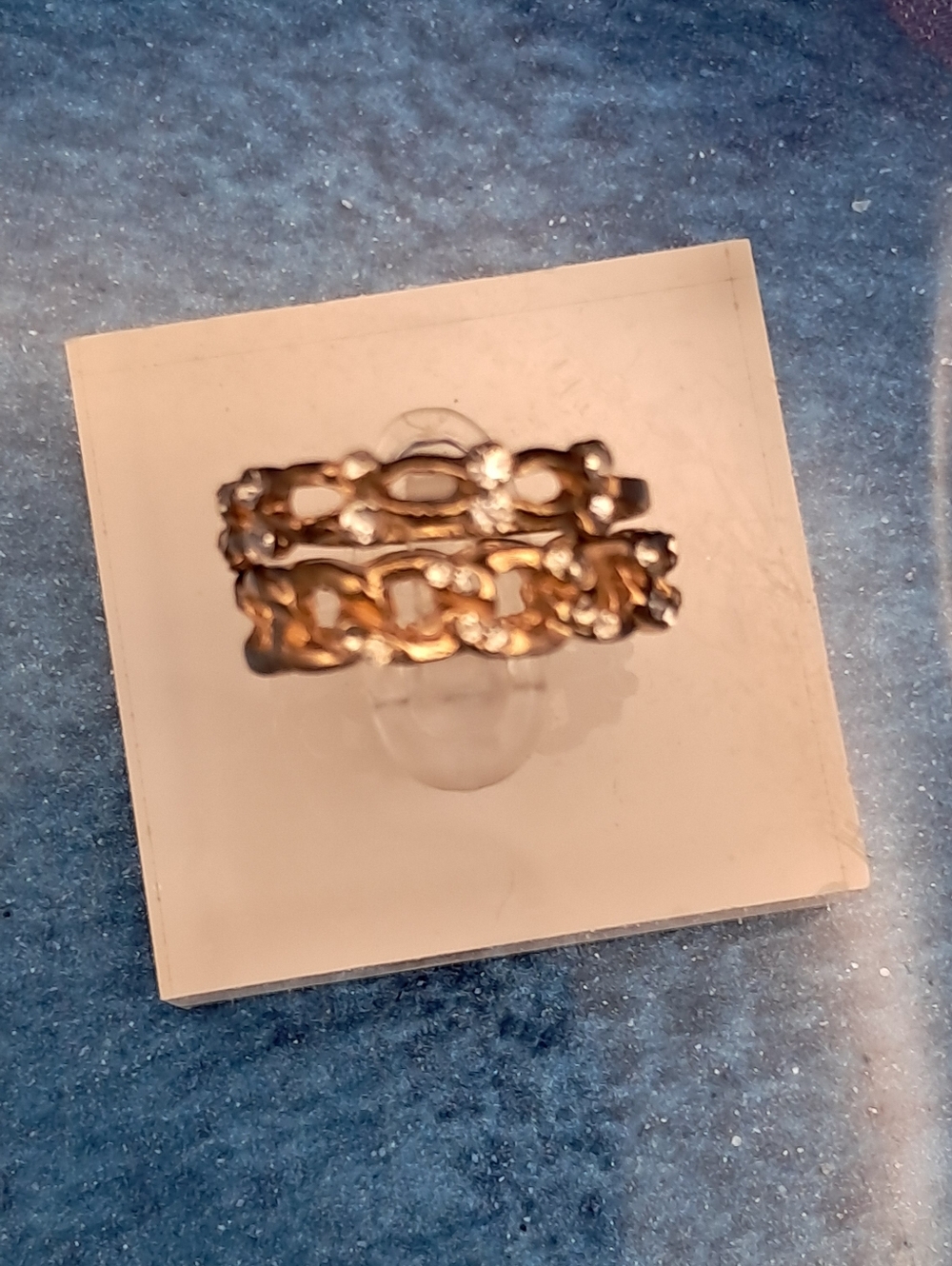 Vintage Rhinestone Link & Infinity Rings Set (Goldtone) - Picture 4 of 6